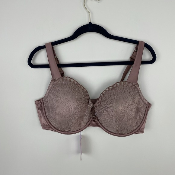 Savage Other - Savage X Fenty Brown Sparkle Lace Trim Lightly Lined Adjustable Bra Size 42DD